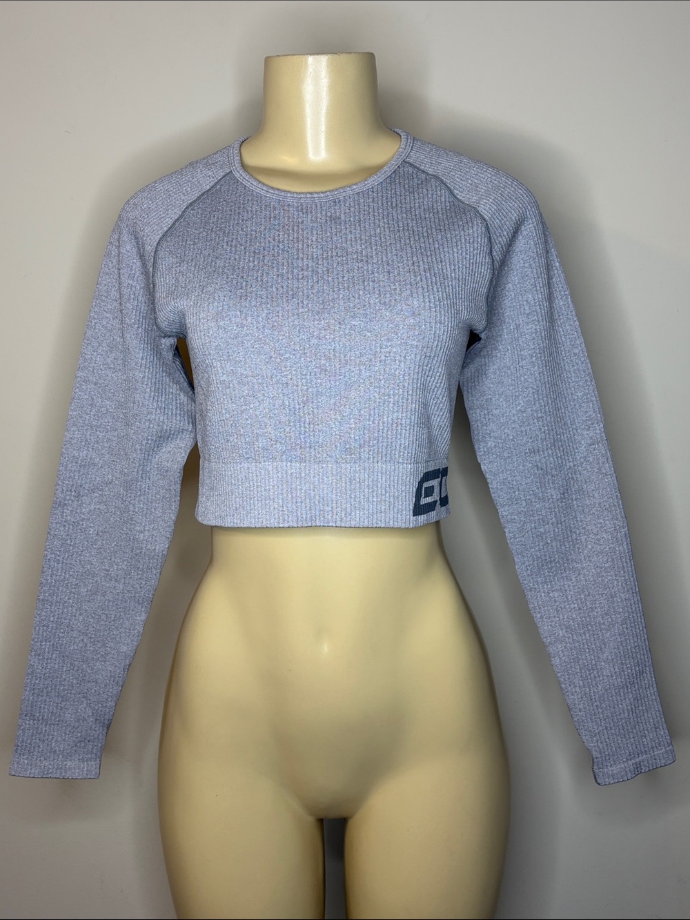 ECHT Arise Confort Cropped Long-Sleeve Ribbed Top - Light Purple Size L